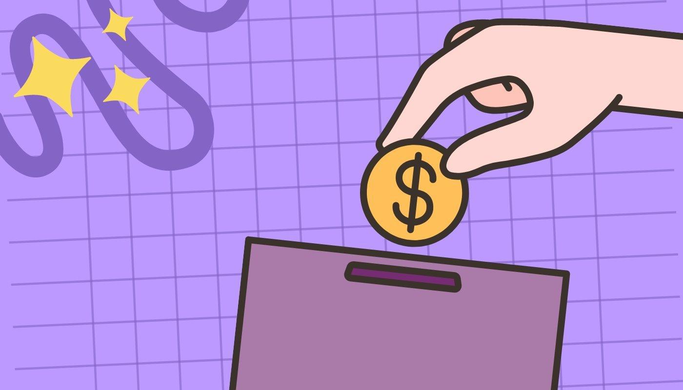 person adding money to a donation bin